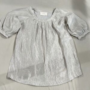 Elegant Shimmer Puff sleeve in Champagne Blouse 3/4 Sleeve Top by Renee C.